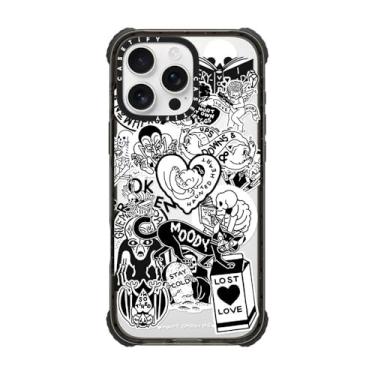 Imagem de CASETiFY Capa Ultra Impact para iPhone 16 Pro Max [Strong Slim / 3,5 m 5X Militray Grade Drop Protection/Compatível com Magsafe] - Colagem de Adesivo Darling Matt - Preto Transparente
