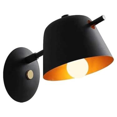 Imagem de Luminária de parede Simplicity Metals Macarons com chapéu pequeno Criatividade com base em três tons para sala de jantar, corredor, cozinha, quarto, escadas (preto)