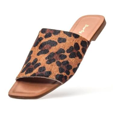 Imagem de Rasteira Papete Feminina Sandalia Couro Leve Macio Onça (Onça, BR, Adulto, Numérico, 35)