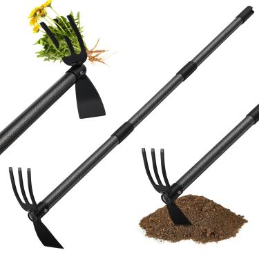 Imagem de Ferramenta de jardim enxada, enxada e cultivador de jardim de 45 polegadas de comprimento, lavador manual de jardim com cabo longo, ferramentas de jardim resistentes cultivador de enxada para