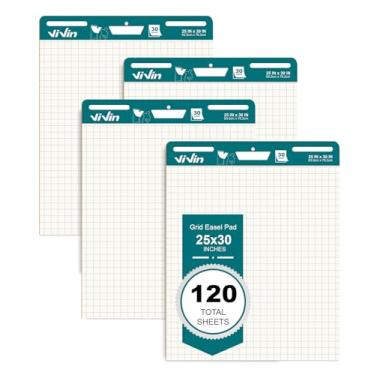 Imagem de ViVin Lined Sticky Easel Pad, 25 x 30 Inches Flip Chart Paper for Teachers and Students, Large Self Stick Easel Paper for School & Office, 30 Sheets/Pad, 4 Pads/Pack