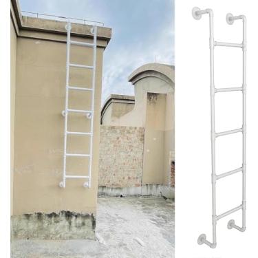 Imagem de Escada De Montagem Em Parede Gobkvn Para Interior E Exterior, Escada De Ferro De Tubo Redondo Antiderrapante De 100 Cm-160 Cm, Escada De Beliche, Escada De Loft De Dormitó, White, 150cm/59in