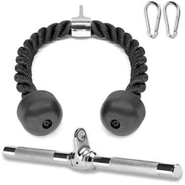 Imagem de A2ZCARE Acessório de máquina de puxar para baixo LAT - acessórios de pressão de tríceps para academia em casa com várias opções: alça em V, corda de tríceps, barra em forma de V e barra giratória