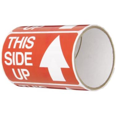 Imagem de TapeCase - SHIPLBL-088-50 SHIPLBL-088 Fita adesiva vermelha impressa - (pacote com 50) Fita adesiva com letras brancas "This Side Up". Etiquetas e adesivos