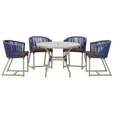 Imagem de Mesa com 4 Cadeiras de Jantar Roma 100cm e Noronha em Aluminío