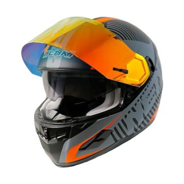 Imagem de NENKI Capacete Integral Para Motocicleta, Bicicleta De Rua, Fibra Vidro, Adulto, Motocross, Quadriciclo, Corrida, Viseira Dupla, Protetor Solar Interno, Aprovado Pela Dot, Vermelho (Laranja, Extragr