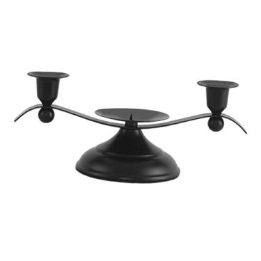 Imagem de WeiLaiKeQi Suporte de vela candelabro centro de mesa castiçal de metal nórdico suporte de vela para decoração de aniversário lareira, Preto