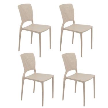 Imagem de Kit 4 Cadeiras Tramontina Safira Em Polipropileno E Fibra De Vidro Areia 92048120