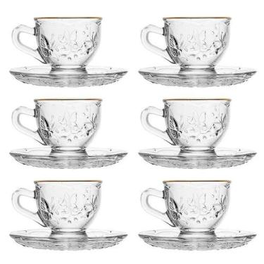 Imagem de Conjunto 6 Xícaras de Chá com Pires New Butterfly Cristal com Fio de O
