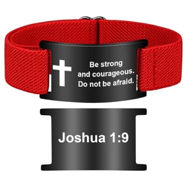 Imagem de Pmormyy Pulseira de cruz com versículo bíblico para mulheres e homens, pulseira ajustável de presente de Jesus é rei cristão WWJD, One Size, Aço inoxidável, Sem Pedra Preciosa