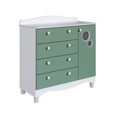 Imagem de Cômoda Infantil Encanto 4 GV 1 PT Branca e Verde