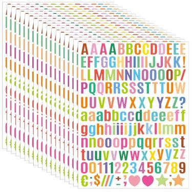 Imagem de Adesivos de letras, números do alfabeto, letras de quadro de avisos, adesivos autoadesivos de vinil à prova d'água para cartaz, caixa de correio, salas de aula, decoração de negócios (colorido, 1,27