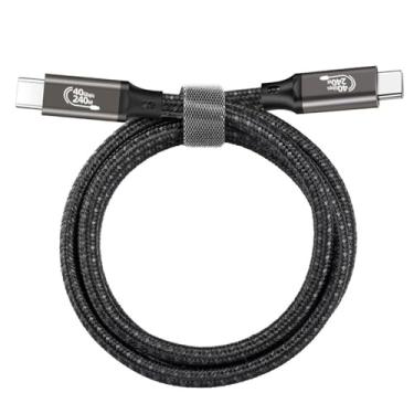 Imagem de Dados de cabo de carregamento rápido de 240W transferência de cabo USB 4 Tipo de tecido C 40 Gbps 8K Cord de vídeo 8K para Thunderbolt 4/3 Cabo