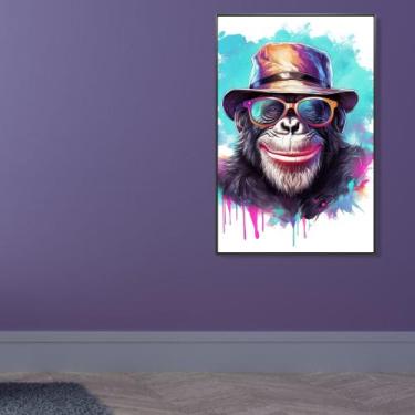 Imagem de Quadro Decorativo Macaco Colored Monkey With Glasses - MeMoldura, Mold