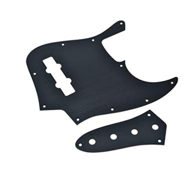 Imagem de KAISH Alumínio Anodizado 4 Cordas Jazz J Bass Pickguard com Placa de Controle de Metal JB e Parafusos para Baixo Americano/Mexicano FD Jazz Preto