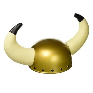 Imagem de Chapéu Viking Com Chifres Fantasia Cosplay Medieval Dourado