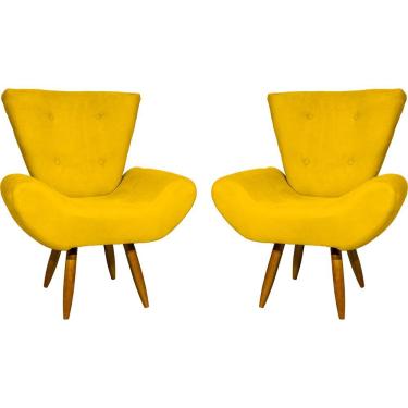 Imagem de Kit 2 Poltronas Decorativa Para Sala Recepção Manicure Consultório Escritório Emilia Suede