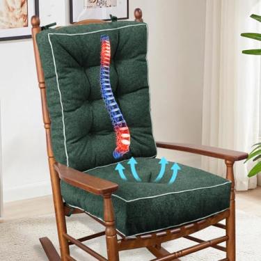 Imagem de YZ HOME Almofada para cadeira de balanço, conjunto de almofadas espessas para assento e cadeira traseira com espuma de memória, almofada de cadeira antiderrapante com laços para balancim interno e