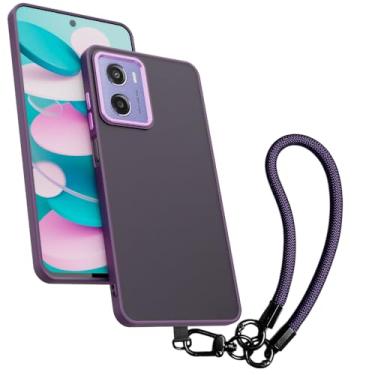 Imagem de Capa Protetora para Celular Space Compatível Motorola Moto G05 Com Cordão de Pulso Luxo Fosca Slim [ROXO DARK]