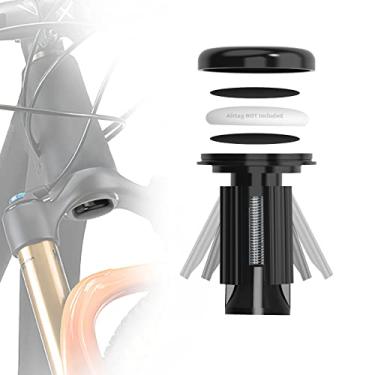 Imagem de NICEDACK Airtag Suporte de bicicleta oculto, proteção antirroubo AirTag Mountain Bike, suporte de bicicleta com etiqueta de ar à prova d'água, adequado para bicicletas com furo no garfo dianteiro (Airtag não incluída)
