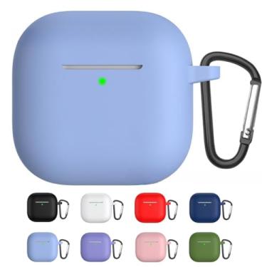 Imagem de Capa Protetora de Silicone para AirPods 4ª Geração com Mosquetão – Antipoeira, Antiqueda (Azul claro)