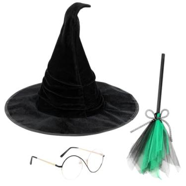 Imagem de CebraBounze Acessórios para fantasia de bruxa de Halloween, inclui óculos de bruxa preto e vassoura, fantasias de Halloween para mulheres, baile de máscaras, cosplay, adereços de fantasia de festa (3