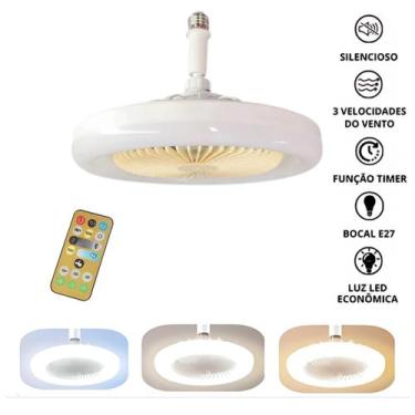 Imagem de Lâmpada de Teto LED E27 com Ventilador, 30W, Para Ambientes com Clima 