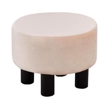 Imagem de Cpintltr Banqueta redonda de veludo para pés otomana para sofá, mesa, banquinho macio, descanso de pé acolchoado com pernas de pinheiro antiderrapantes, móveis de várias cores para corredor