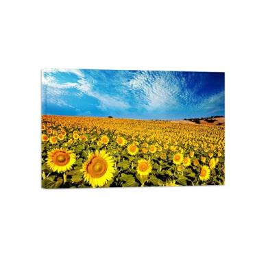 Imagem de Paisagens Pintura em Tela-Girassóis nuvens céu-Arte Parede Natureza-Pôster Decoração Sala de Estar Banheiro 20x30cm Tela Embrulhada