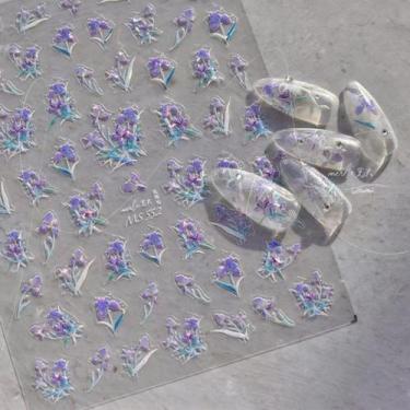 Imagem de Adesivos de arte para unhas NBNTGH 5D Decalques florais em relevo x1 f