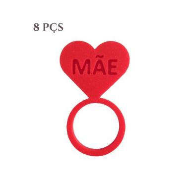 Imagem de 8 Argolas Para Guardanapo Coração De Mãe , Mesa Posta - Toque 3D, Verm