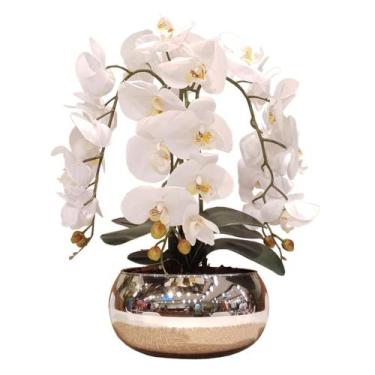 Imagem de Arranjo de 3 Orquídeas Branca No Vaso Terrário de Vidro GG - La Caza S