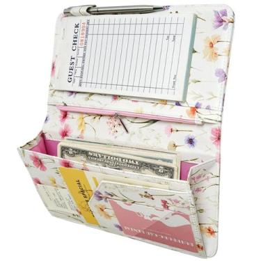 Imagem de Livro de servidor Zreal Cute Waitstaff Organizer Leather Floral