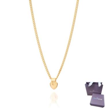 Imagem de Colar Feminino Delicado Coração Rommanel Banhado A Ouro 18k - Farinni