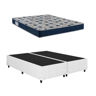 Imagem de Cama Base Box Casal Bipartido Branco Colchão ISO 60 D28 - Ortobom