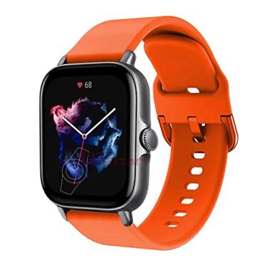 Imagem de Pulseira de Silicone Colorido Marca 123Smart Compativel com GTS/GTS 2 / GTS2e / GTS2 mini/GTS 3 / Bip/Bip U/BipU pro/GTR 42mm / GTS 4 / GTS 4 mini/GTR Mini - Laranja