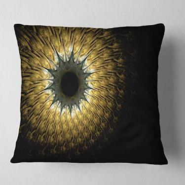 Imagem de Designart Symmetrical Gold Digital Fractal Flower Sala de estar, Sofá, Travesseiro + Capa de almofada impressa em ambos os lados 66 cm x 66 cm