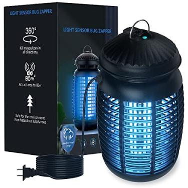 Imagem de VANELC Mata-Insetos Com Sensor De Luz, Mata-Mosquitos Elétrico Para Áreas Externas 4200 V, Mata-Mosquitos À Prova D'Água, Mata-Moscas, Armadilha Para Moscas Para Casa, Quintal, Jardim, Pátio, Repele