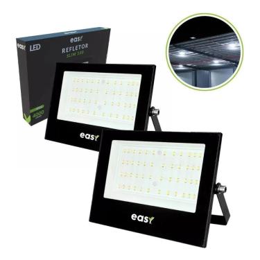Imagem de 2X Kit 2 Refletor Led 100W 6500K Branco Frio - Easy Cor Da L