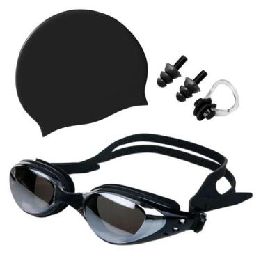 Imagem de Kit Óculos Touca Silicone Protetor Nasal Aurícular Natação Profissiona