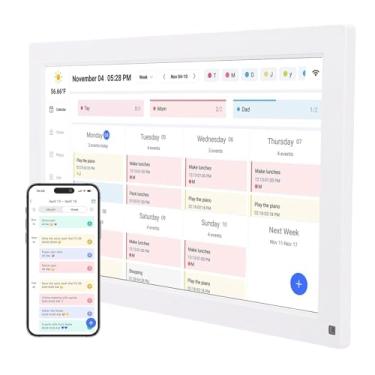 Imagem de VBESTLIFE Calendário Digital de 15,6 Polegadas, 1080p HD Smart Touchscreen Wall Planner Com Gráfico de Tarefas e Molduras Fotográficas, para Horários Familiares, 32 GB (Plugue da UE)
