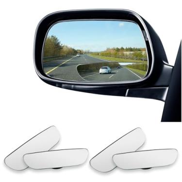 Imagem de YENOVO 2 pares de espelhos de ponto cego, espelhos laterais convexos de vidro HD sem moldura com suporte giratório ajustável de 360 graus, acessórios de carro de visão traseira grande angular para