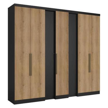 Imagem de Guarda Roupa Casal Selecto 7 Portas Preto Capuccino Acetinado - THB - 
