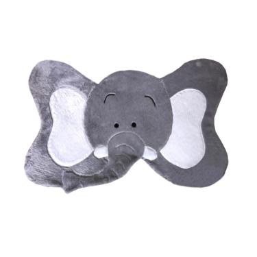 Imagem de Tapete Pelúcia Elefante 1,05m x 75cm Decorativo Quarto Infantil Base Emborrachado - Cinza Com Branco