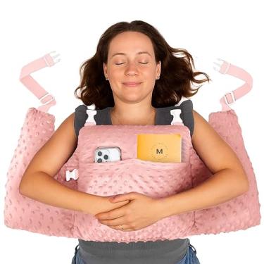 Imagem de MOYOAMA Travesseiro pós-mastectomia – Recuperação após cirurgia de câncer de mama, aumento de mama – Travesseiro leve pós-cirurgia com 4 bolsos embutidos para apoiar a cura – presentes para câncer de