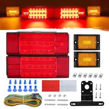 Imagem de LiLoom Kit de luz traseira de reboque 12 V Atualização LED freio Stop Tail Sinal de licença Luzes submersíveis para barcos, reboques, caminhões, trailers, motos de neve e veículos marinhos com menos de 203 cm, impermeabilidade IP68, compatível com DOT