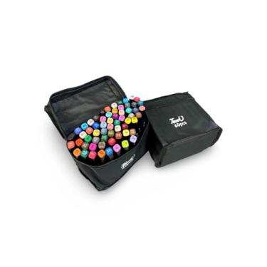 Imagem de Conjunto de Marcadores Touch Ponta Dupla Profissional,24,36,48,60,80 Cores Vivas, com Estojo (60)