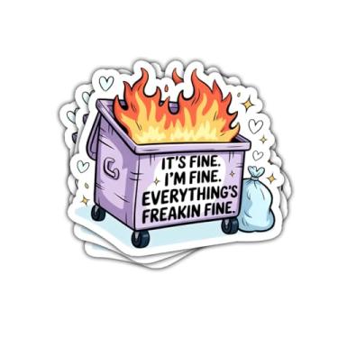 Imagem de Adesivo de vinil com 3 peças It's Fine I'm Fine Everything's Freakin, ADHD Neurodivergent Humor Vinyl Decal para estudantes, colegas de trabalho, adolescentes, adultos, laptop, caderno, scrapbook
