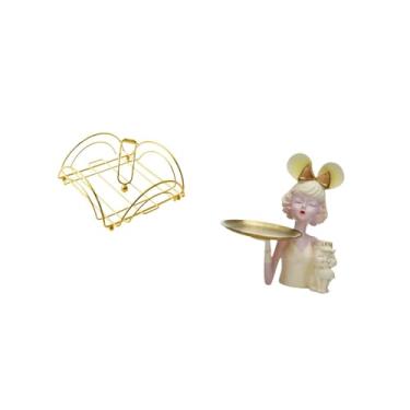 Imagem de Fenteer Porta-guardanapos de Resina de Arte Moderna com Estátua de E Bandeja para Chaves, Dispensador Criativo de Mesa para Entrada de Quarto de Hotel,