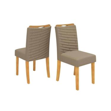 Imagem de Kit 2 Cadeiras Sala Jantar Julia Cedro-linho Bege - Dj Móveis